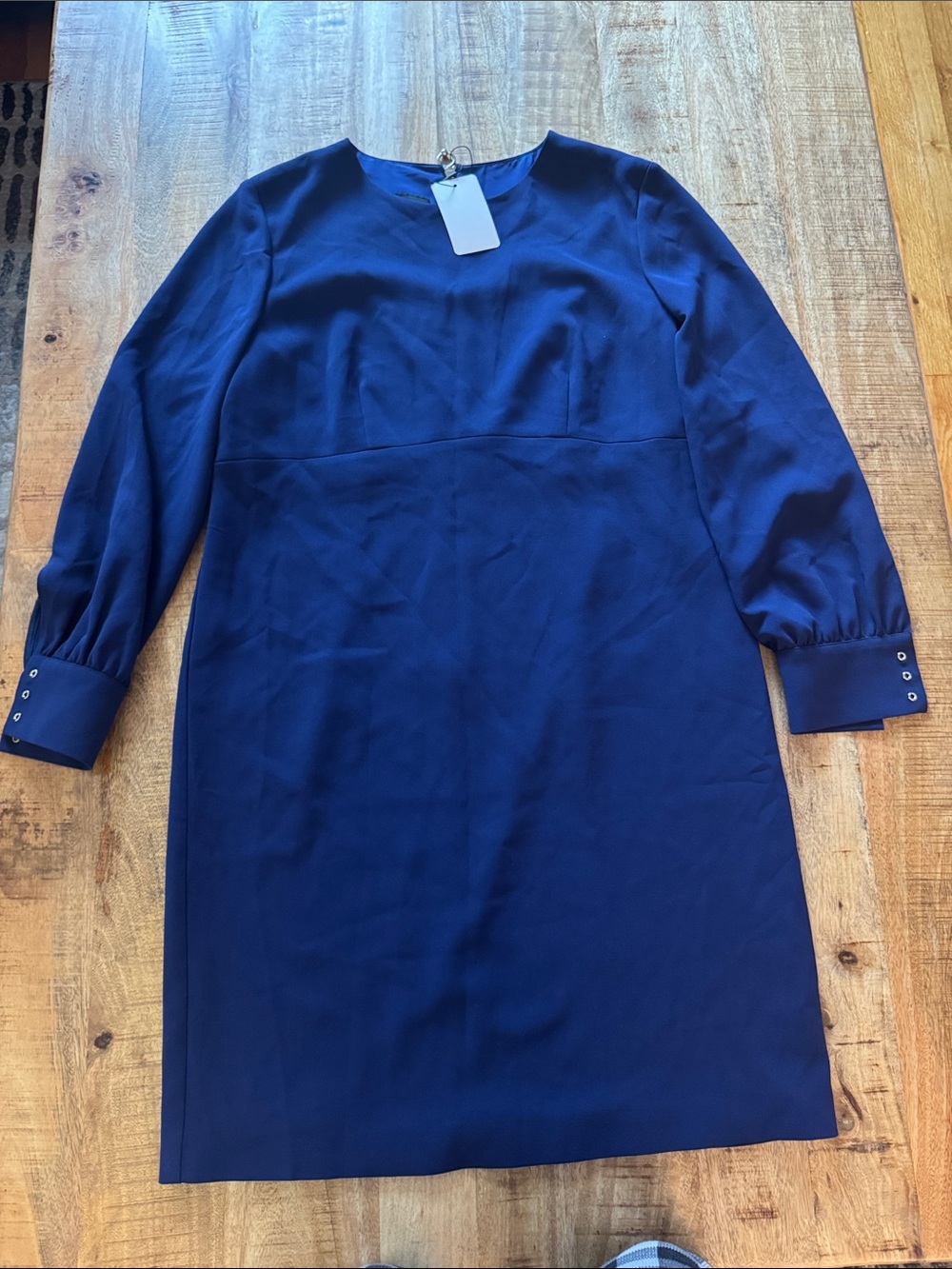 BOUTIQUE MOSCHINO Women's Long-Sleeve Navy Midnight blue Shift Dress zipper back